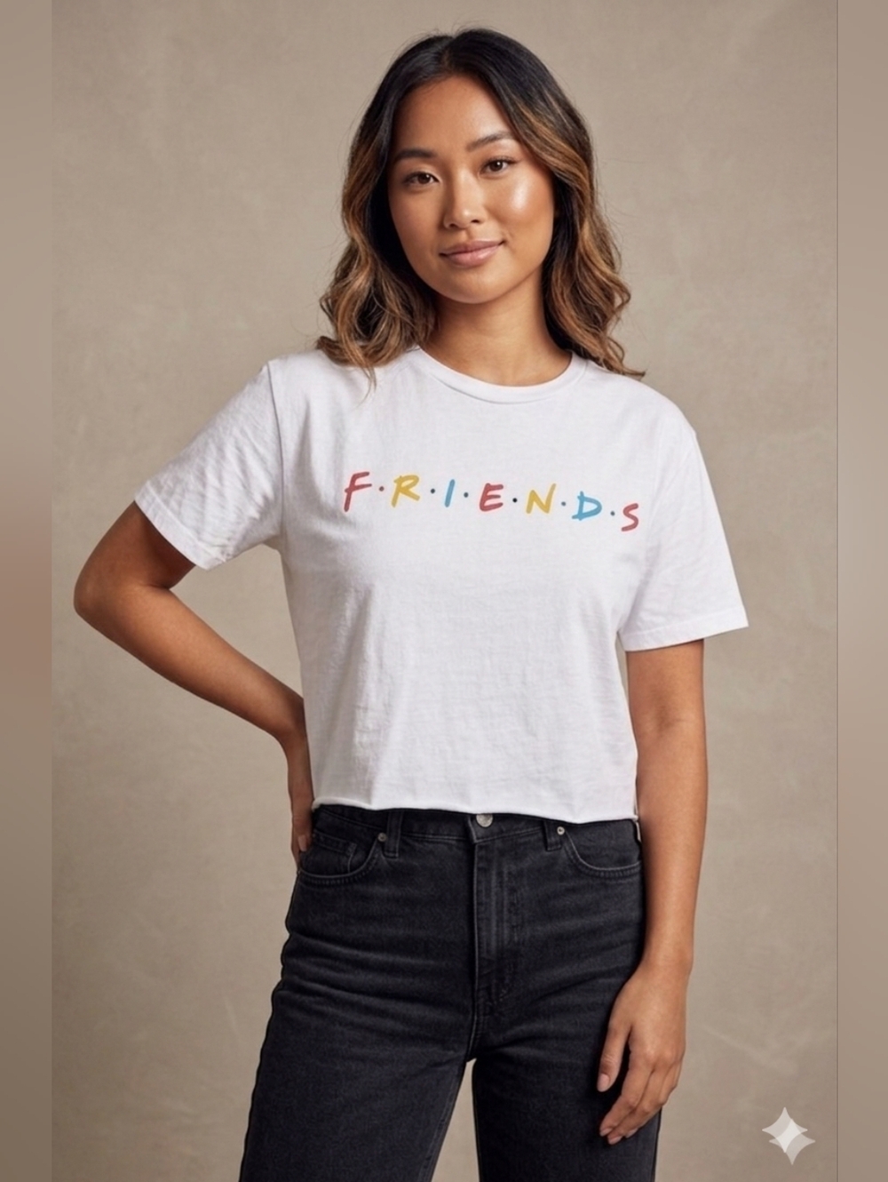 5 For $25✨️Friends T.V Show 90s T-Shirt White Cropped Top Womens Small-Medium